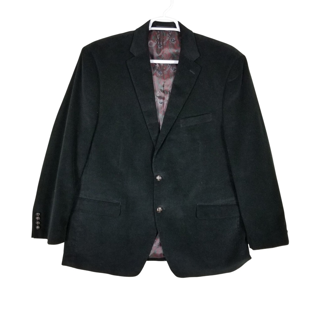 Lauren Ralph Lauren Sport Coat Mens 48R Black Corduroy Paisley Lining 2-Button
